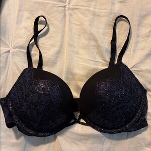 Victoria's Secret Black and Blue Bombshell Bra 34B